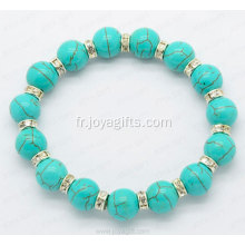 Bracelet fantaisie turquoise 8MM avec perles fantaisie